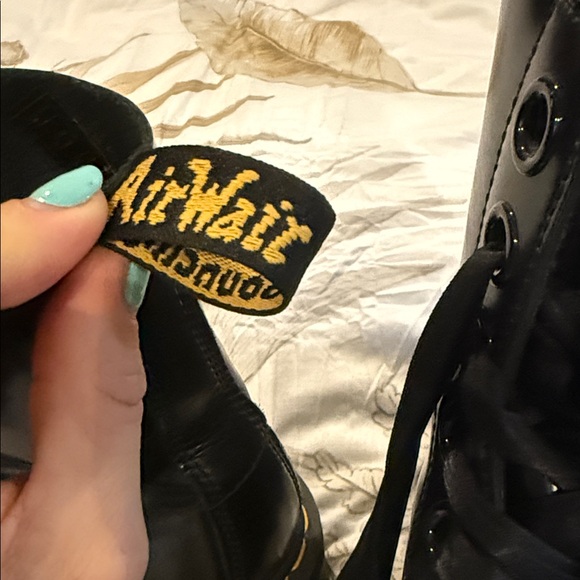 Dr. Martens Black Combat Boots with Yellow Stitching - Picture 3 of 7